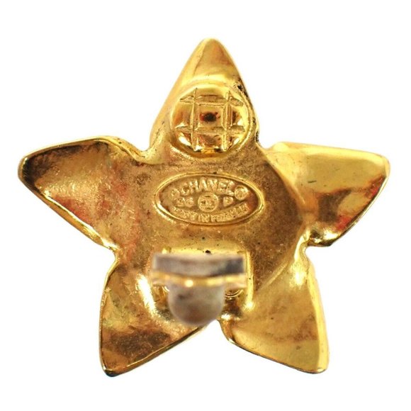 CHANEL CC Star Earrings 96P Clip-On Imitation Pearl GHW France Vintage - Picture 9 of 9